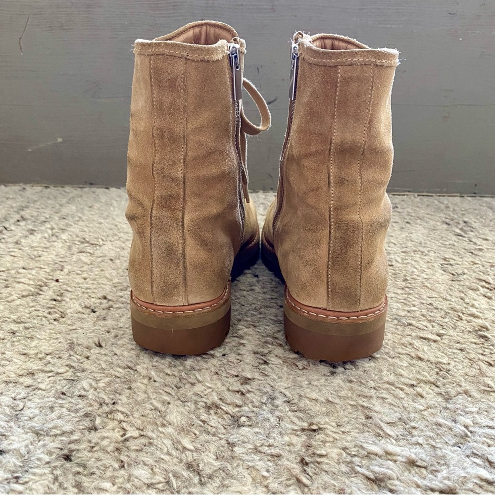 Women's Tan Suede THURSDAY combat boots - Picture 5 of 8